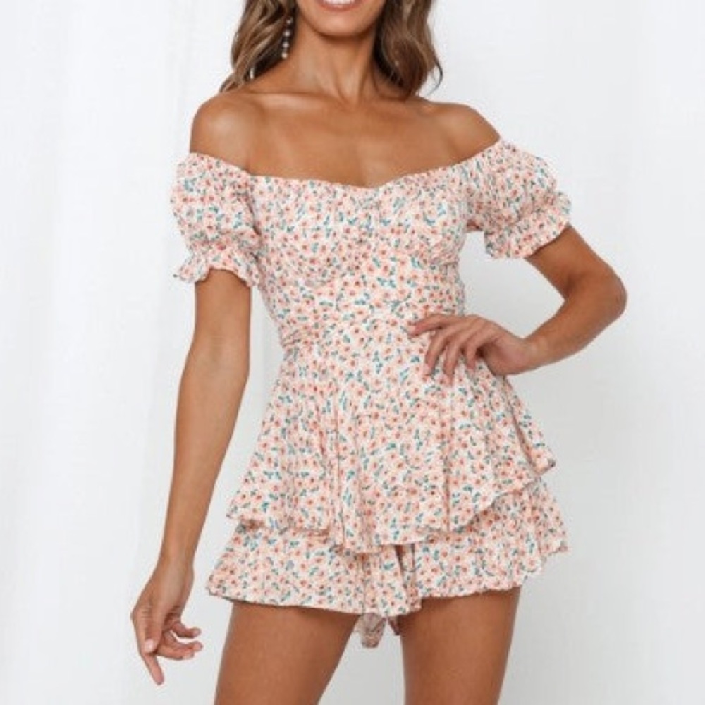 Floral Shorts Romper Sweetheart Milkmaid